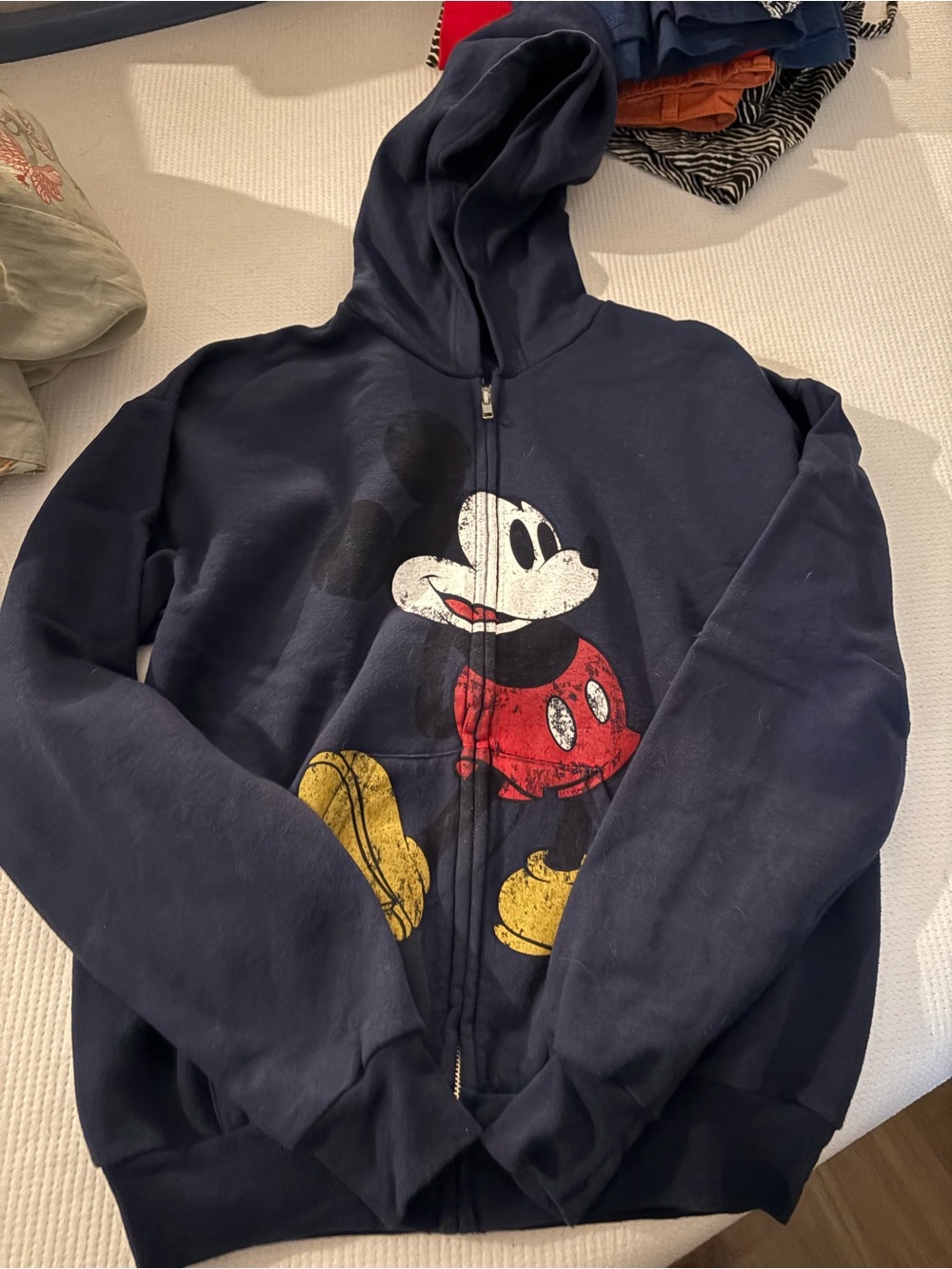 Disney Navy Zip-Up Hoodie with Mickey Mouse Graphic